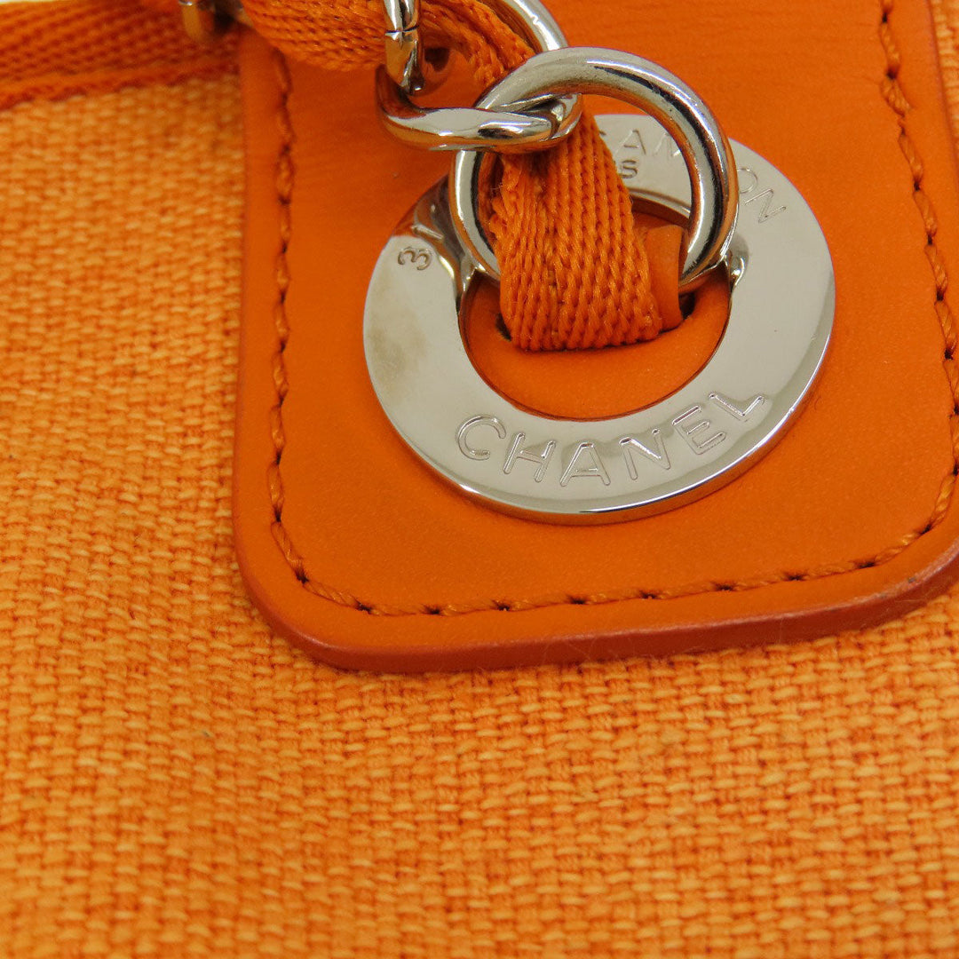 CHANEL Shoulder Bag canvas Orange Deauville Bowling Bag SilverMetal 2WAY Women Used Authentic