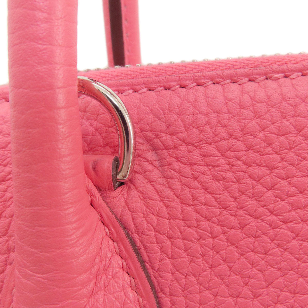 HERMES Handbag Taurillon Clemence pink Bolide 31 Rose Azalee Silver Metal Women Used Authentic