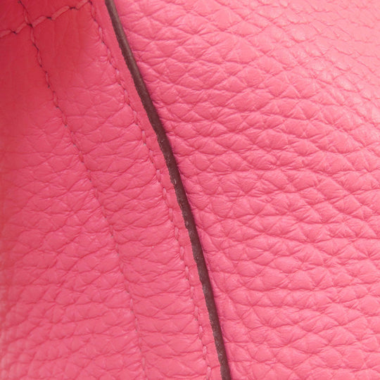 HERMES Handbag Taurillon Clemence pink Bolide 31 Rose Azalee Silver Metal Women Used Authentic