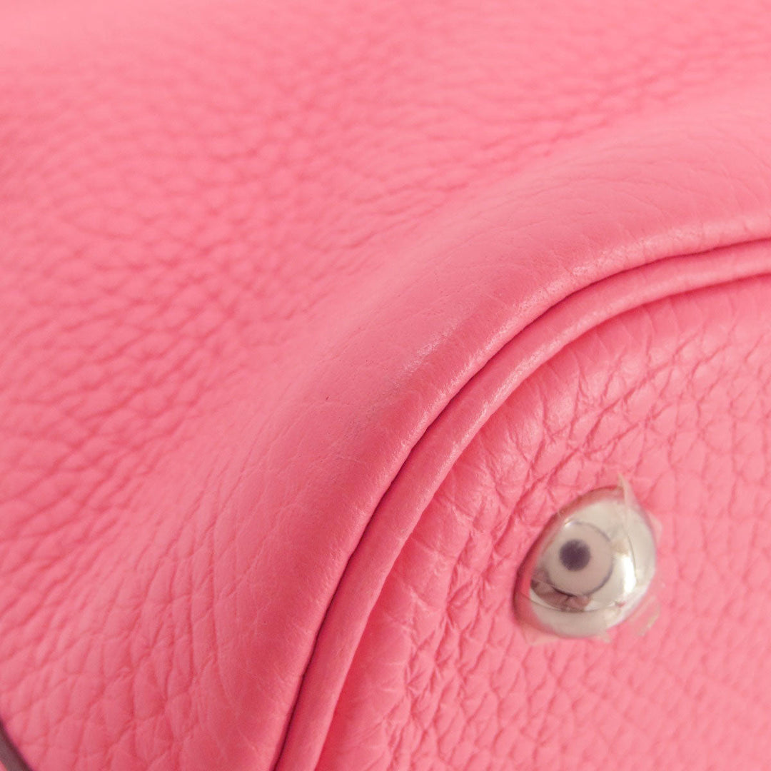 HERMES Handbag Taurillon Clemence pink Bolide 31 Rose Azalee Silver Metal Women Used Authentic