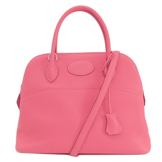 HERMES Handbag Taurillon Clemence pink Bolide 31 Rose Azalee Silver Metal Women Used Authentic