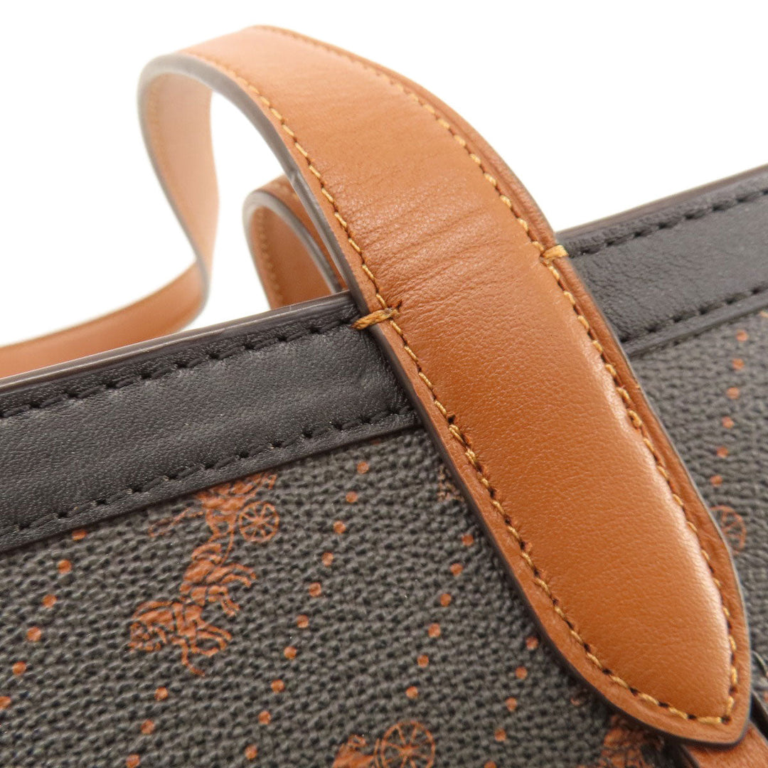 COACH Tote Bag C4060 PVC, Leather Brown Hose and carriage Women Used Authentic