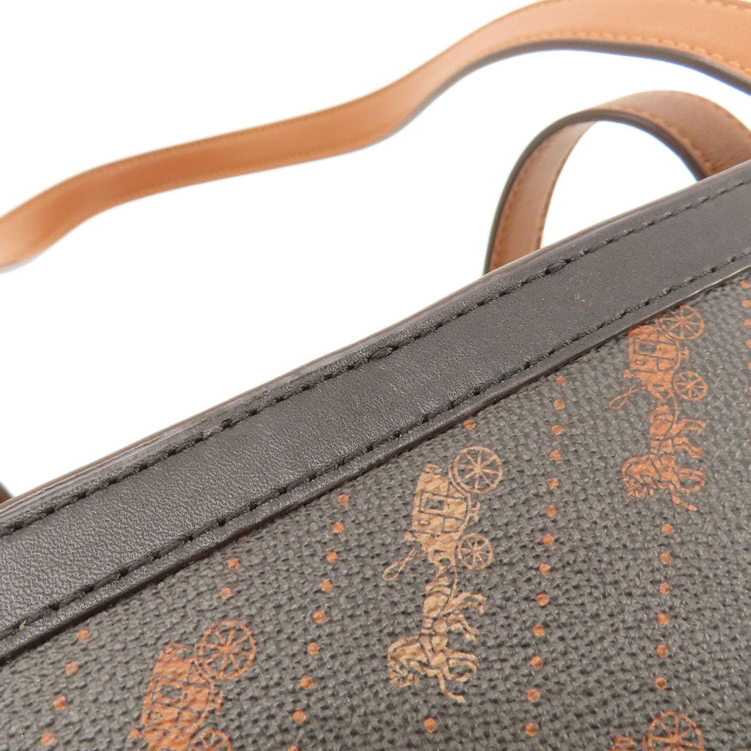 COACH Tote Bag C4060 PVC, Leather Brown Hose and carriage Women Used Authentic