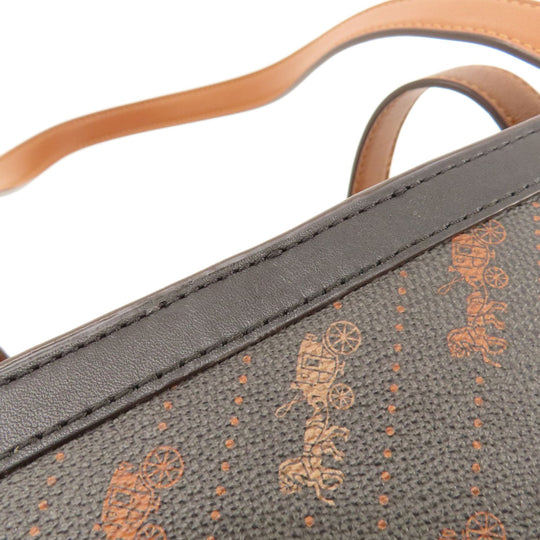 COACH Tote Bag C4060 PVC, Leather Brown Hose and carriage Women Used Authentic