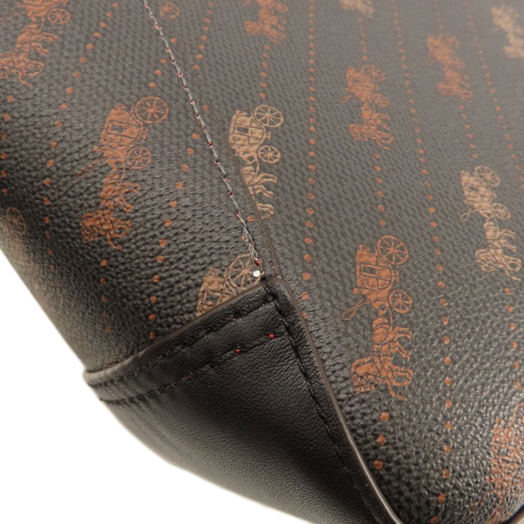 COACH Tote Bag C4060 PVC, Leather Brown Hose and carriage Women Used Authentic