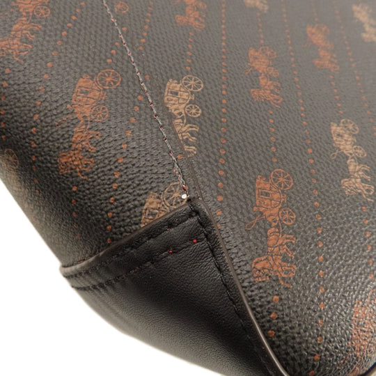 COACH Tote Bag C4060 PVC, Leather Brown Hose and carriage Women Used Authentic