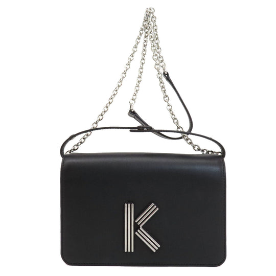 KENZO Shoulder Bag leather black 2WAY Women Used Authentic