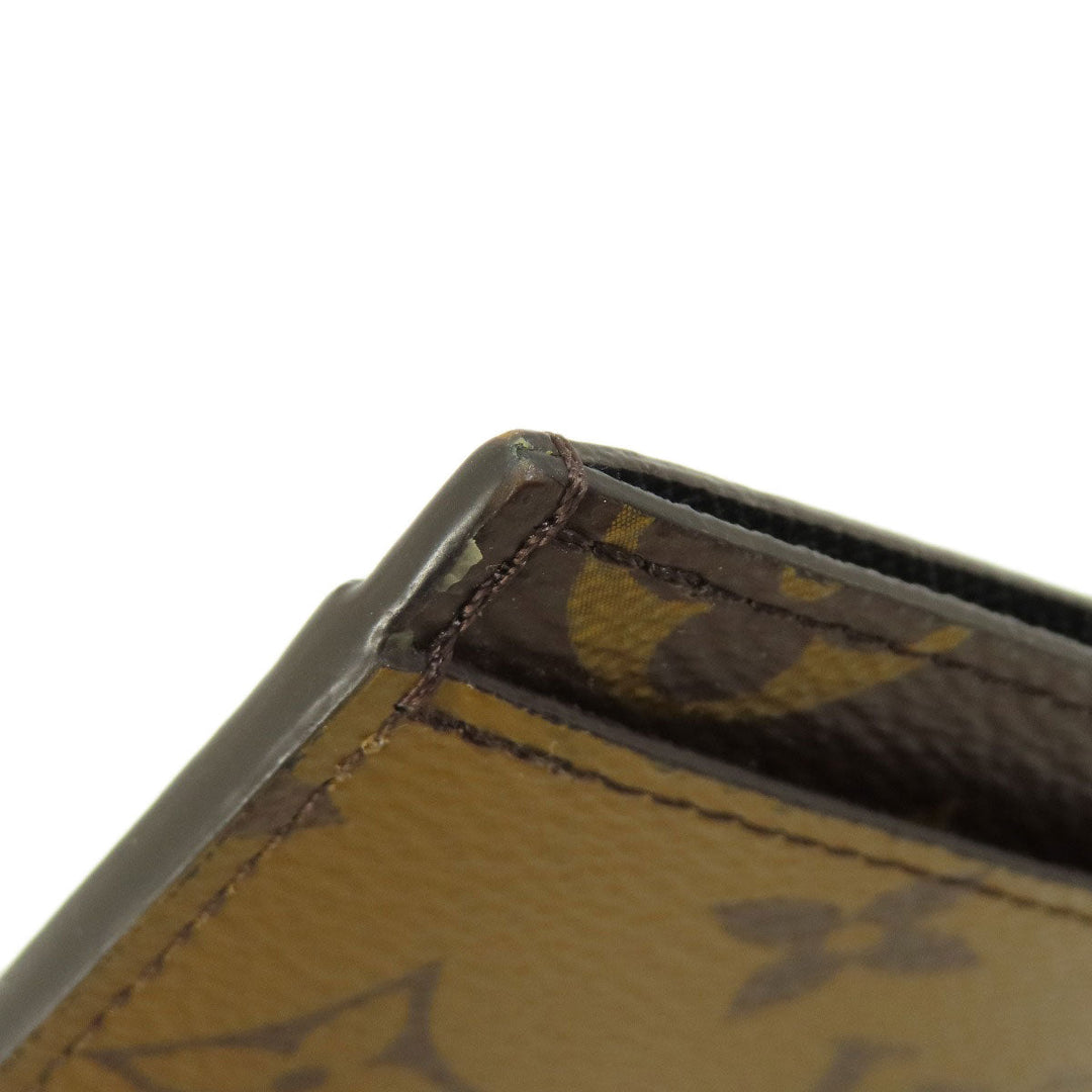 LOUIS VUITTON Card Case M69161 Monogram reverse Brown Porto Carte Simple Monogram Reverse Women Used Authentic