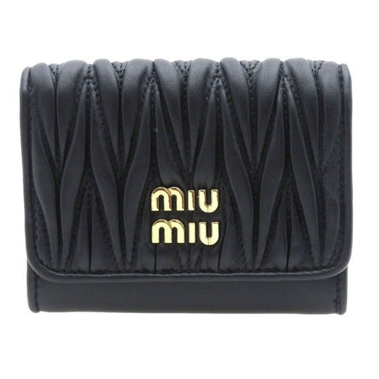 MIUMIU Card Case 5MC104 Calfskin black Logo motif Women Used Authentic