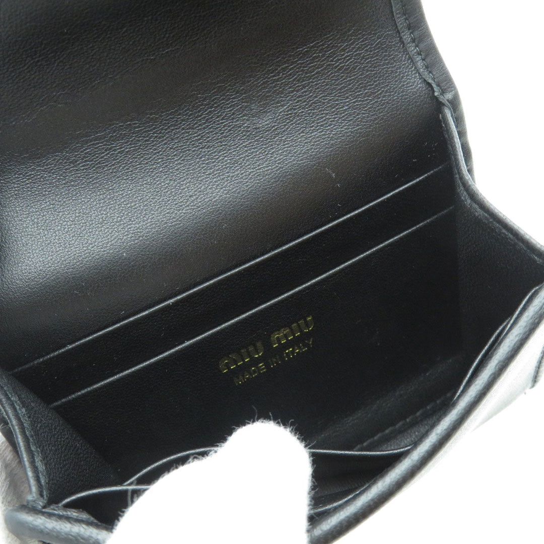 MIUMIU Card Case 5MC104 Calfskin black Logo motif Women Used Authentic
