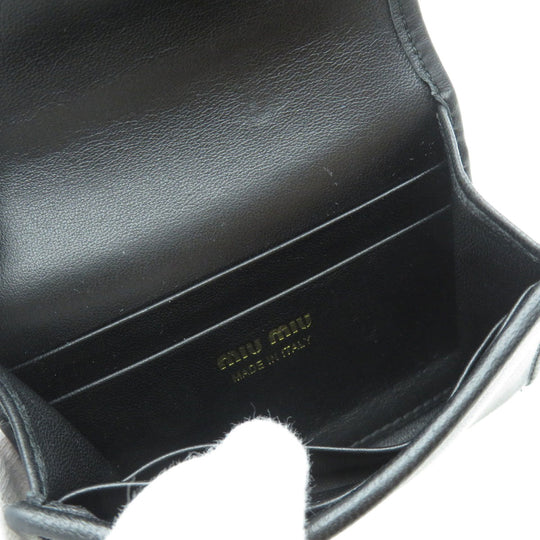 MIUMIU Card Case 5MC104 Calfskin black Logo motif Women Used Authentic
