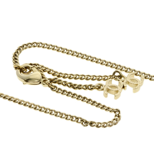 CHANEL Necklace metallic gold Camellia Fake Pearl Women Used Authentic