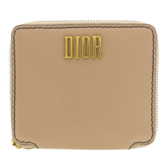 Christian Dior Bifold Wallet Calfskin pink Logo motif Women Used Authentic