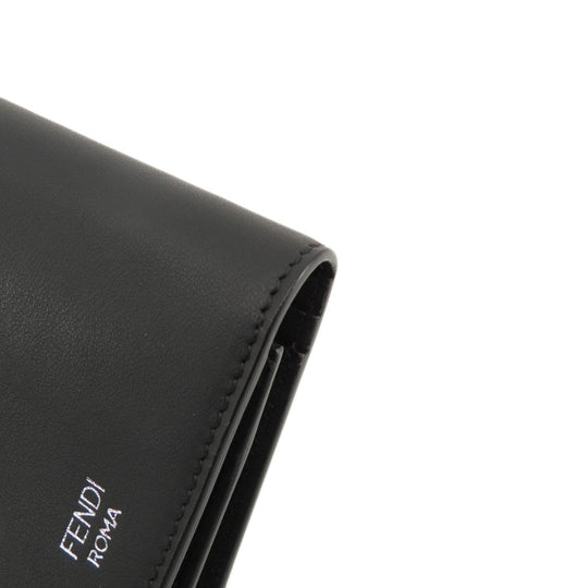 FENDI Long Wallet Purse leather black monster mens Used Authentic