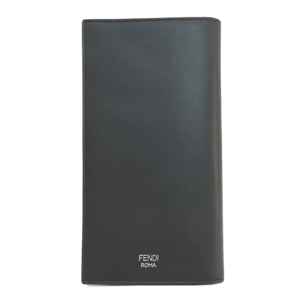 FENDI Long Wallet Purse leather black monster mens Used Authentic