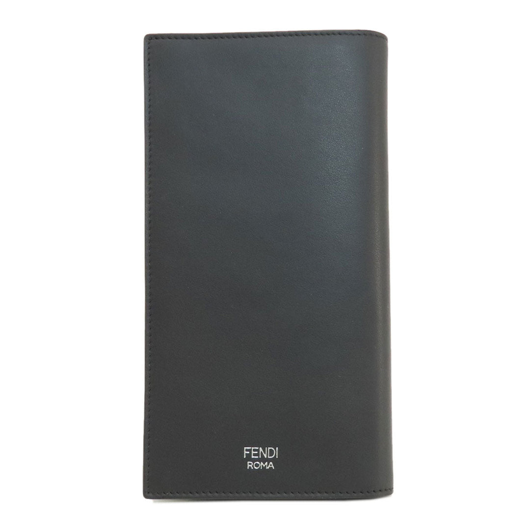 FENDI Long Wallet Purse leather black monster mens Used Authentic