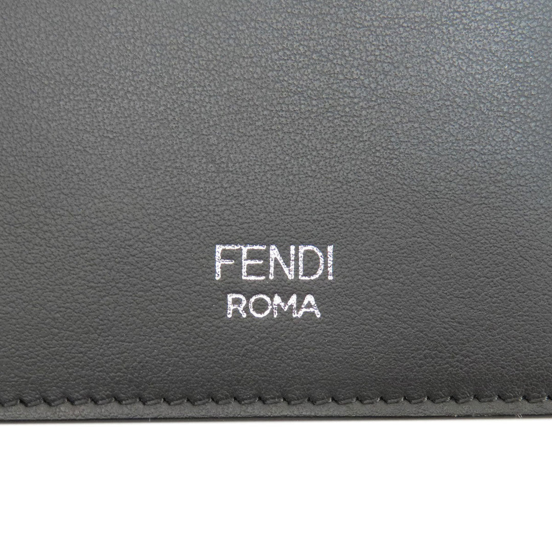 FENDI Long Wallet Purse leather black monster mens Used Authentic