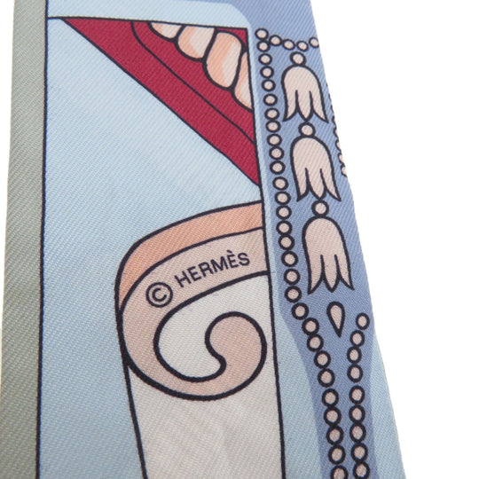 HERMES scarf silk gray Twilly Women Used Authentic