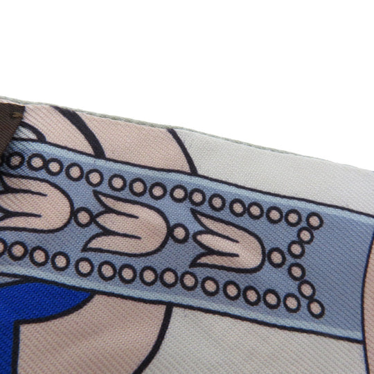 HERMES scarf silk gray Twilly Women Used Authentic