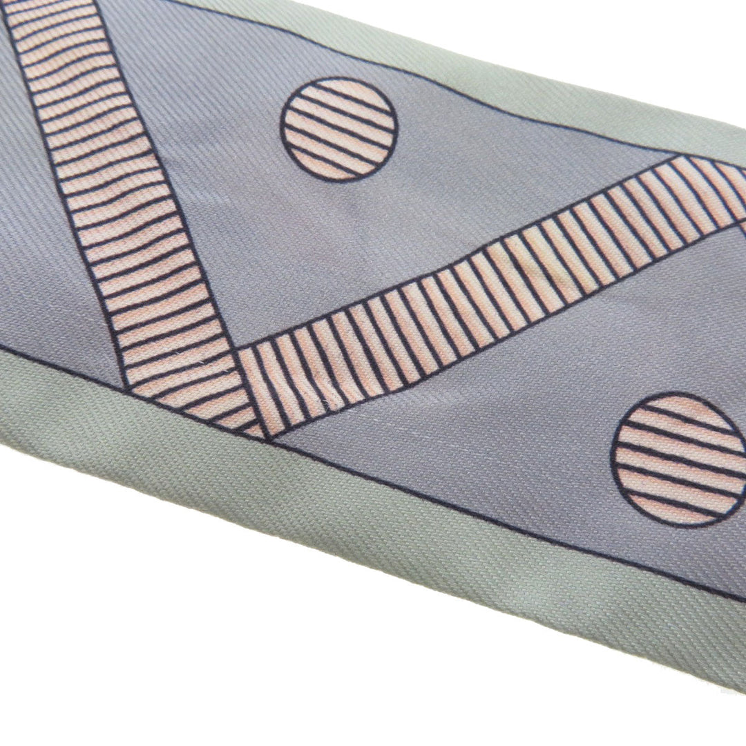 HERMES scarf silk gray Twilly Women Used Authentic