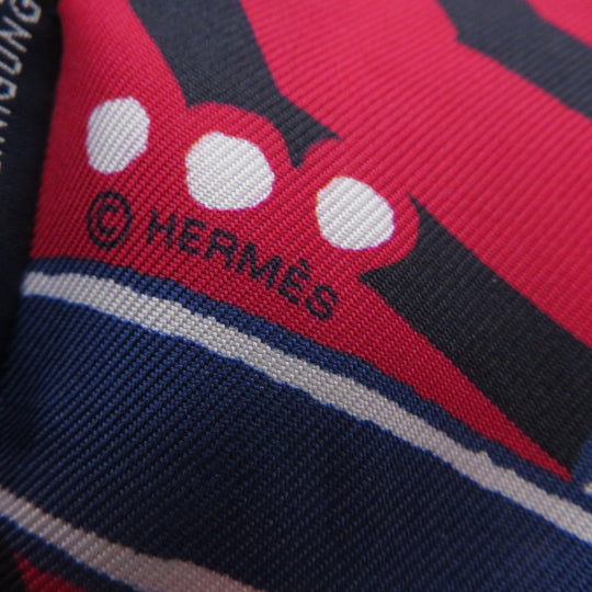 HERMES scarf silk Red Twilly Women Used Authentic