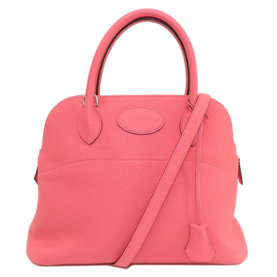 HERMES Handbag Taurillon Clemence pink Bolide 31 Rose Azalee Silver Metal