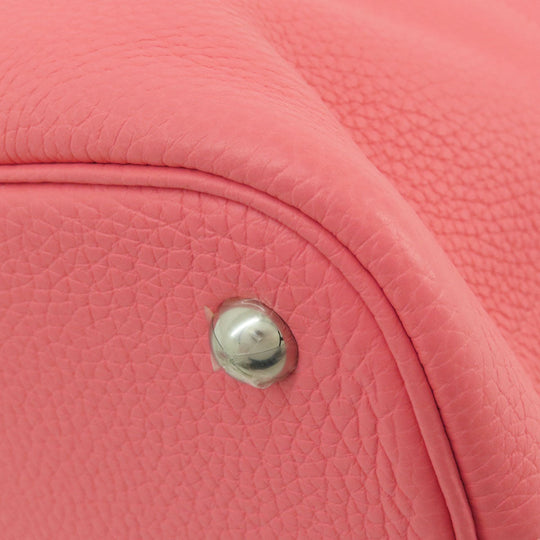 HERMES Handbag Taurillon Clemence pink Bolide 31 Rose Azalee Silver Metal