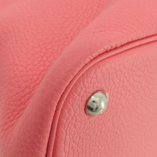 HERMES Handbag Taurillon Clemence pink Bolide 31 Rose Azalee Silver Metal