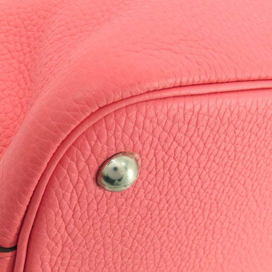 HERMES Handbag Taurillon Clemence pink Bolide 31 Rose Azalee Silver Metal