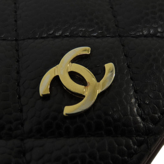 CHANEL Long Wallet Purse Caviar skin black Matelasse COCO Mark Gold Metal