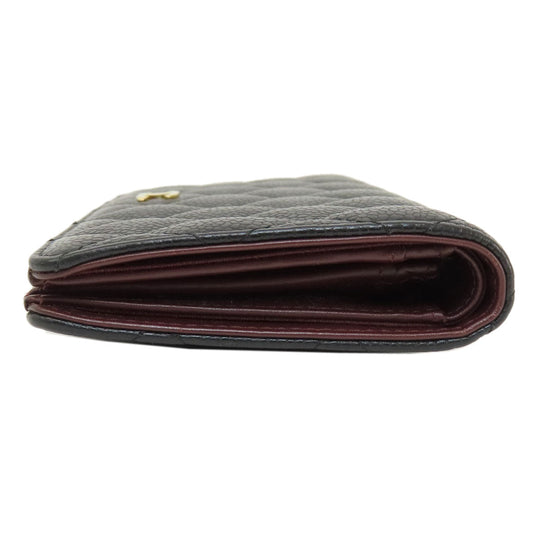 CHANEL Long Wallet Purse Caviar skin black Matelasse COCO Mark Gold Metal