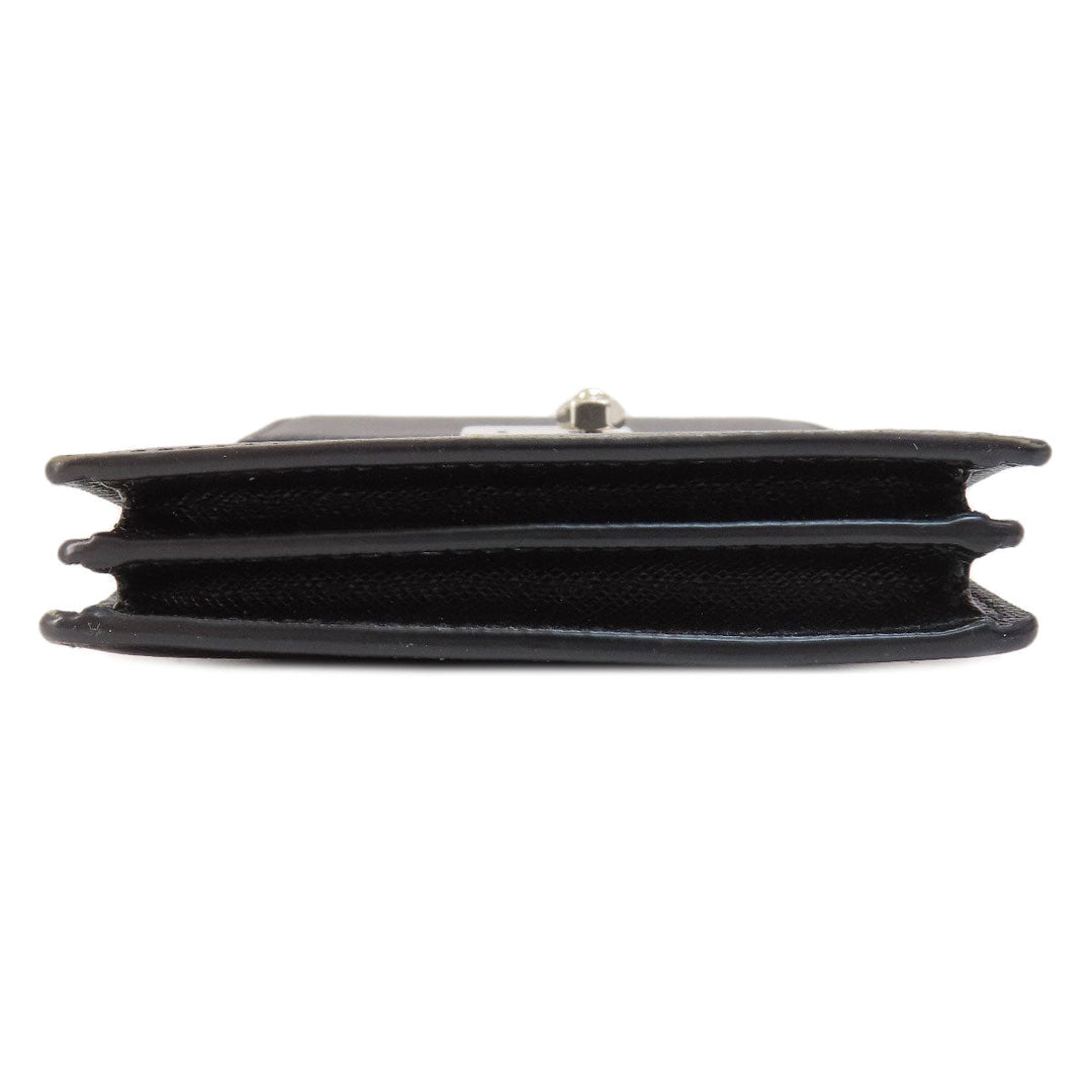 PRADA Shoulder Bag leather black logo saffiano Women Used Authentic