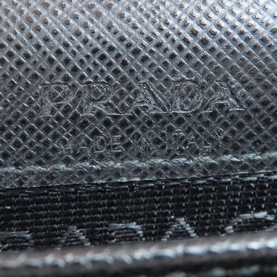 PRADA Shoulder Bag leather black logo saffiano Women Used Authentic