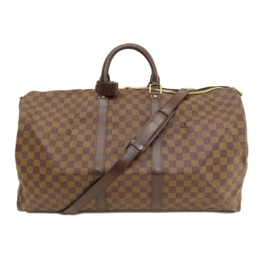 LOUIS VUITTON Boston Duffel bag N41414 Damier canvas Brown Keepall bandouliere55 Damier Ebene Women Used Authentic