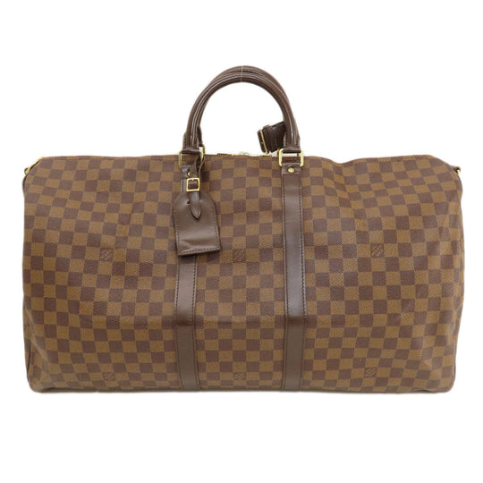 LOUIS VUITTON Boston Duffel bag N41414 Damier canvas Brown Keepall bandouliere55 Damier Ebene Women Used Authentic