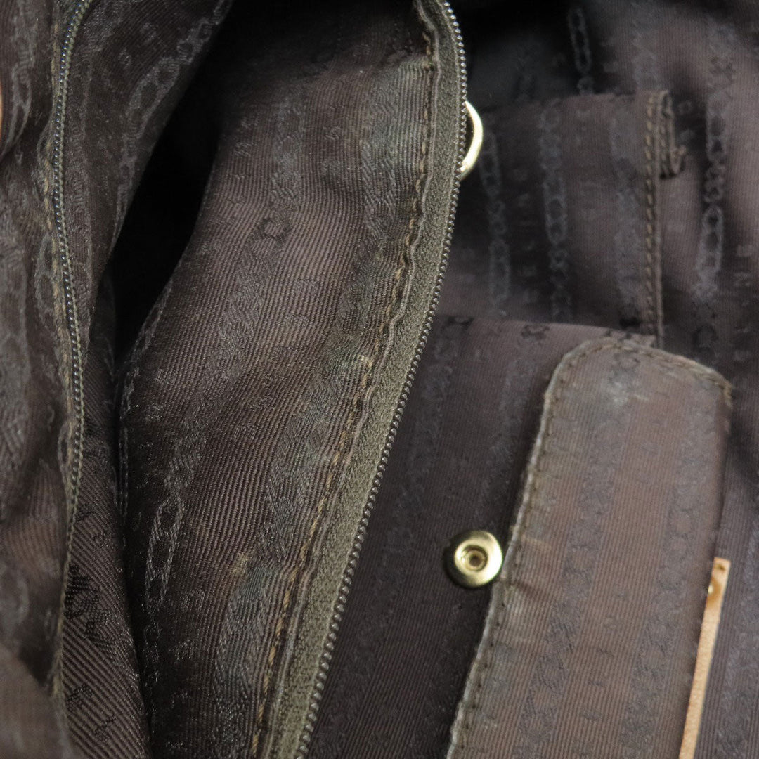 CELINE Tote Bag leather Brown Stripe stitch Women Used Authentic