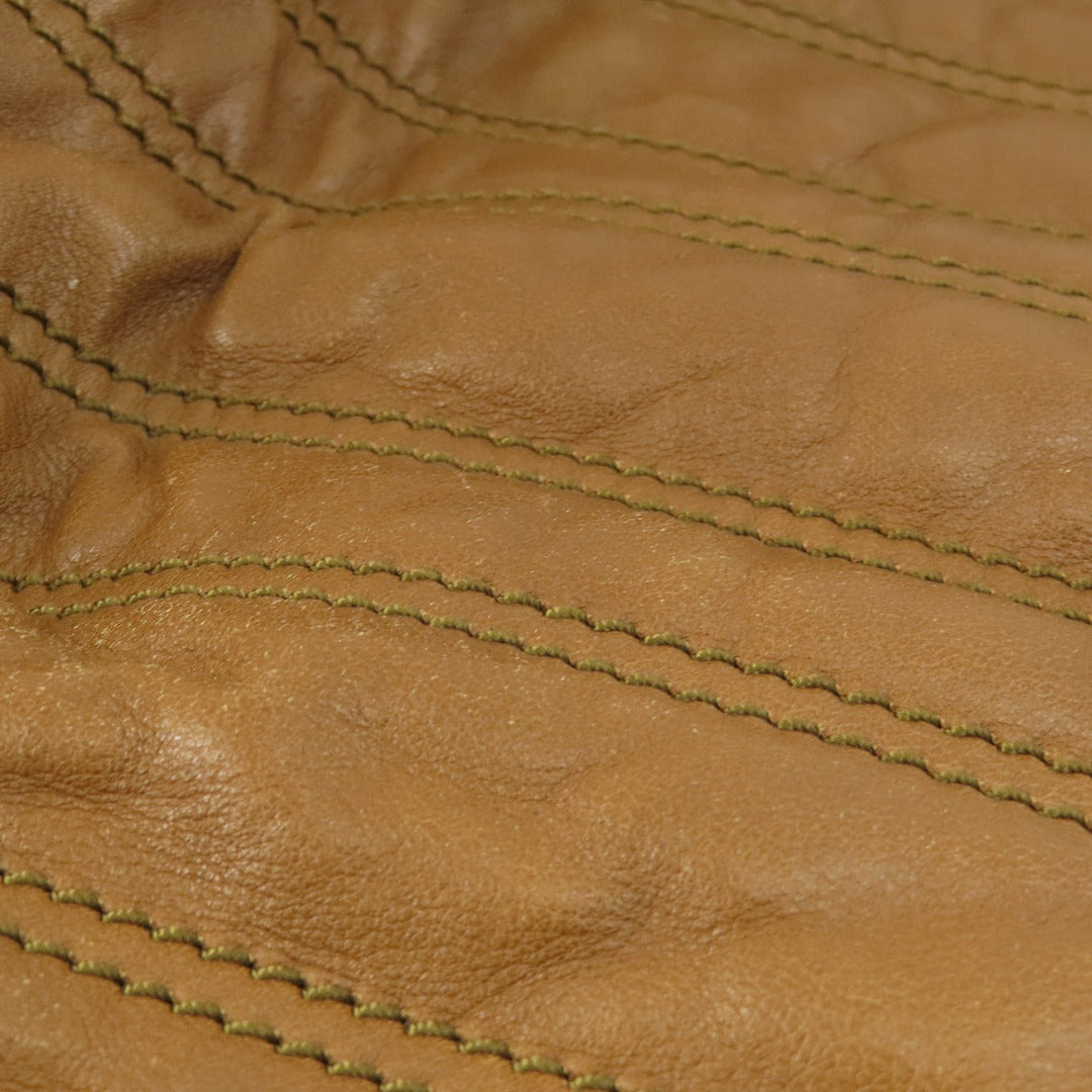 CELINE Tote Bag leather Brown Stripe stitch Women Used Authentic