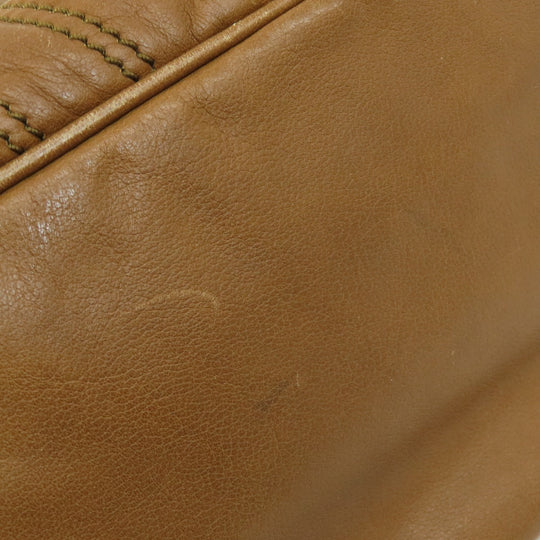 CELINE Tote Bag leather Brown Stripe stitch Women Used Authentic