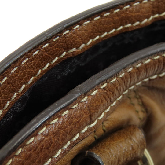 CELINE Tote Bag leather Brown Stripe stitch Women Used Authentic