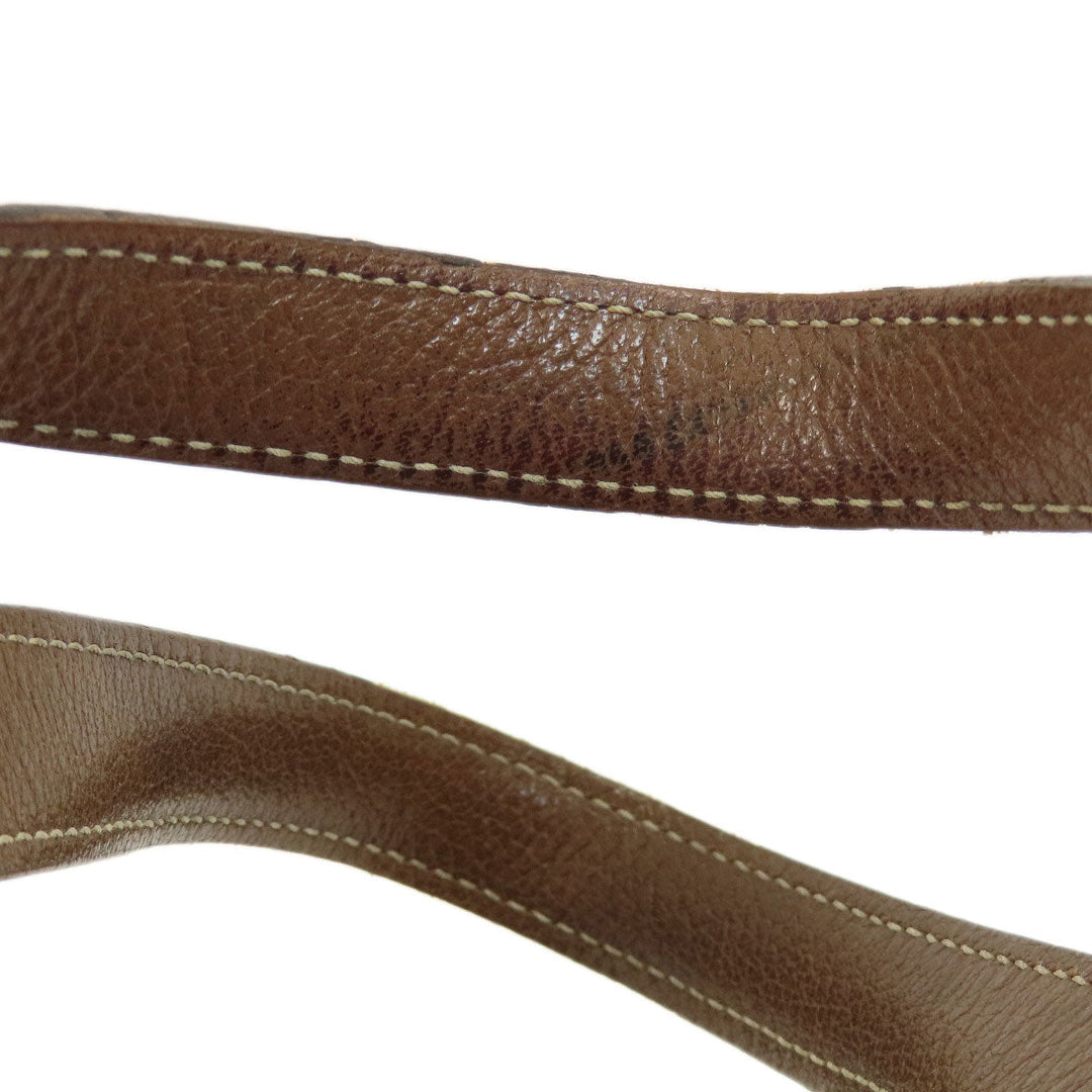 CELINE Tote Bag leather Brown Stripe stitch Women Used Authentic