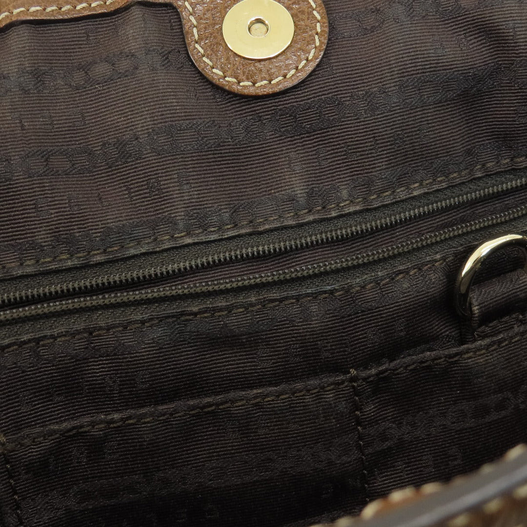 CELINE Tote Bag leather Brown Stripe stitch Women Used Authentic