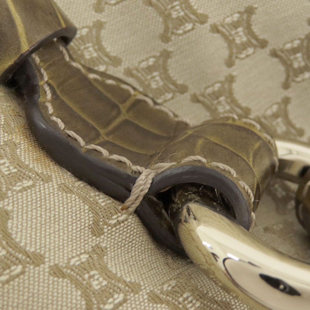 CELINE Tote Bag canvas beige Macadam Pattern Women Used Authentic