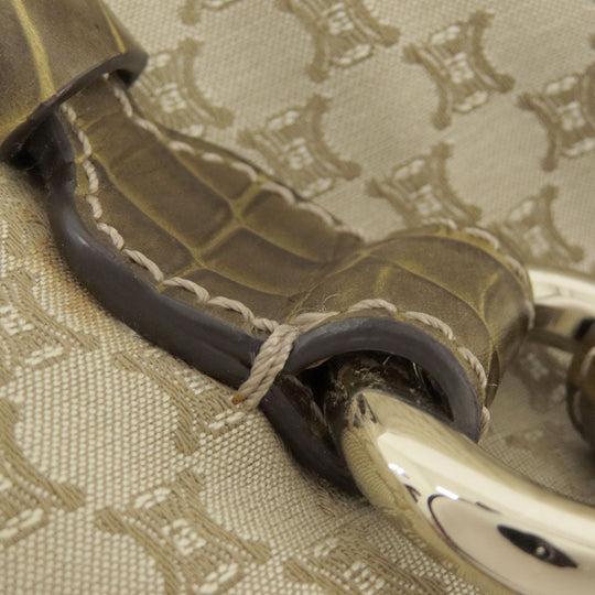 CELINE Tote Bag canvas beige Macadam Pattern Women Used Authentic