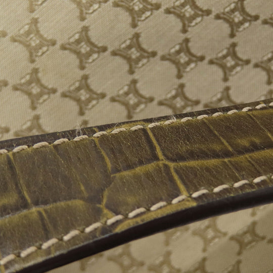 CELINE Tote Bag canvas beige Macadam Pattern Women Used Authentic