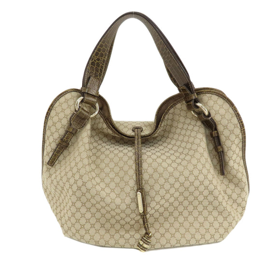 CELINE Tote Bag canvas beige Macadam Pattern Women Used Authentic