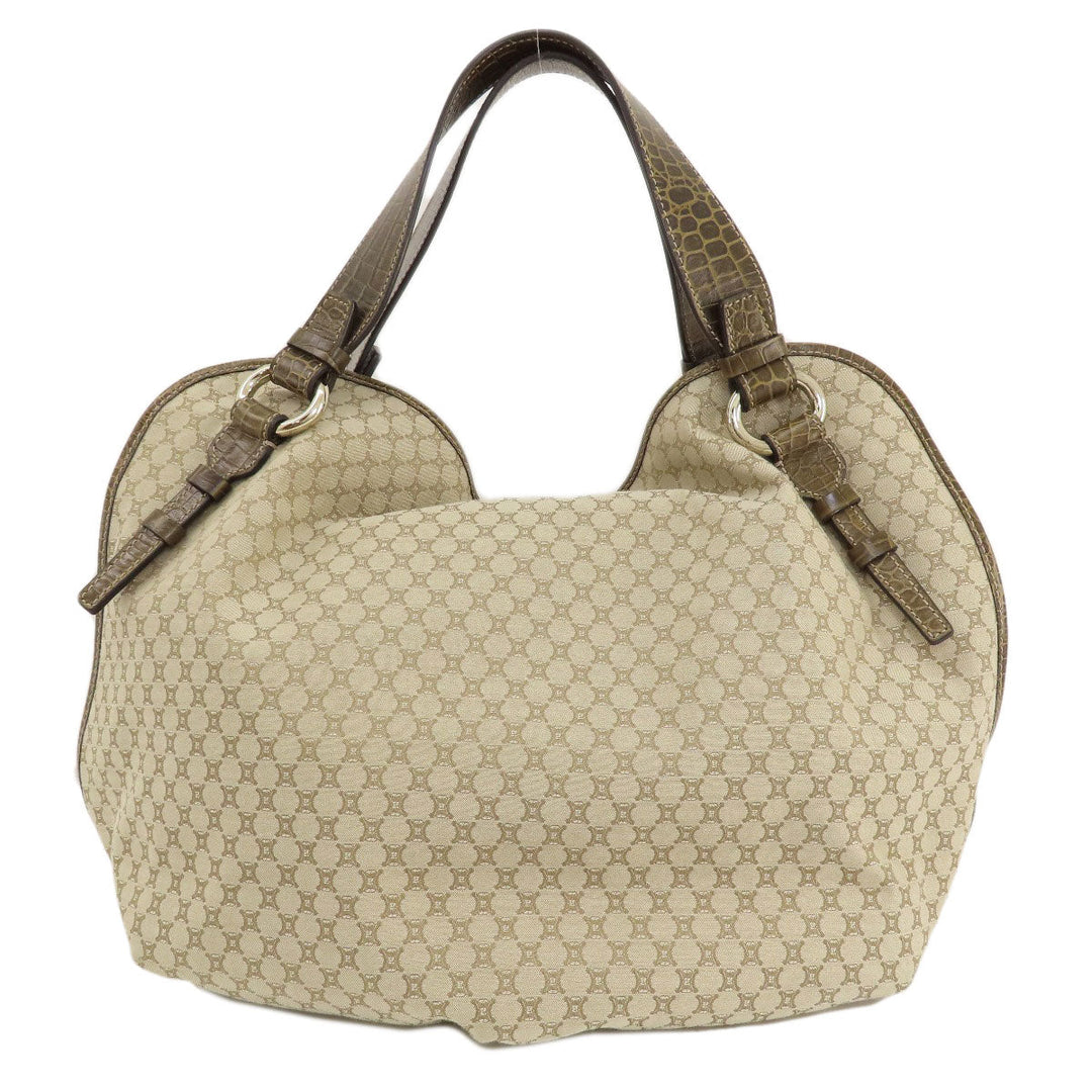 CELINE Tote Bag canvas beige Macadam Pattern Women Used Authentic