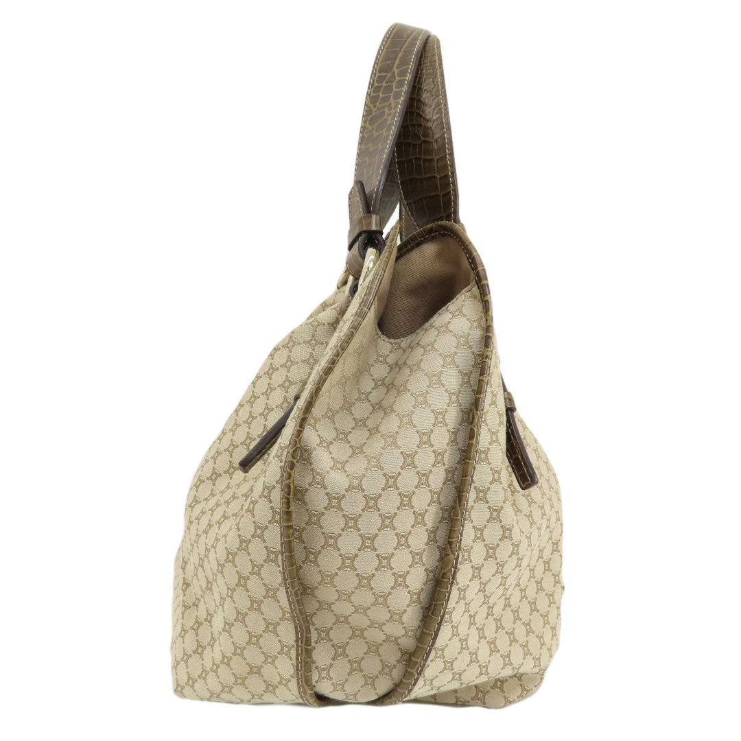 CELINE Tote Bag canvas beige Macadam Pattern Women Used Authentic