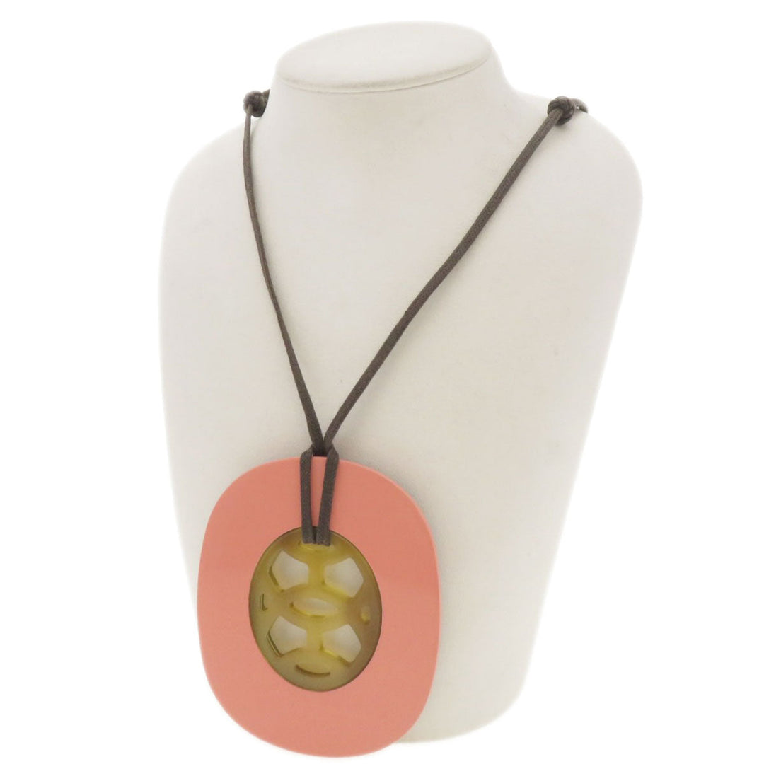 HERMES Necklace Buffalo horn Brown Lift GM