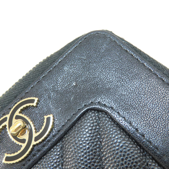 CHANEL Card Case Calfskin black Mademoiselle Gold Metal