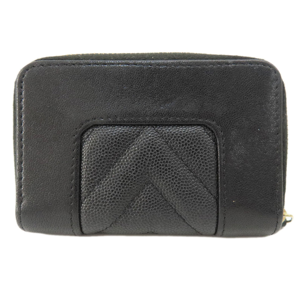 CHANEL Card Case Calfskin black Mademoiselle Gold Metal